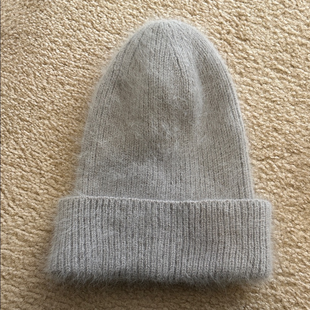 Hand woven brushed gray beanie
